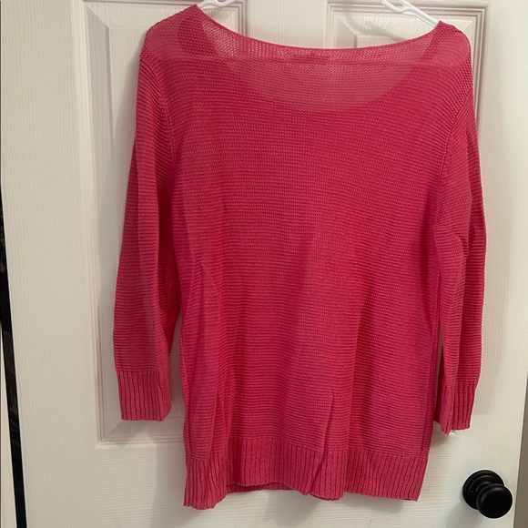 Eileen Fisher Vibrant Pink Scoop Neck Sweater - Picture 3 of 4